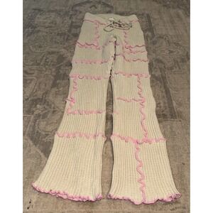 Beach Bunny Knit Sweater Ellis Pants Ivory Beige  Pink Sz Medium Womens  New
